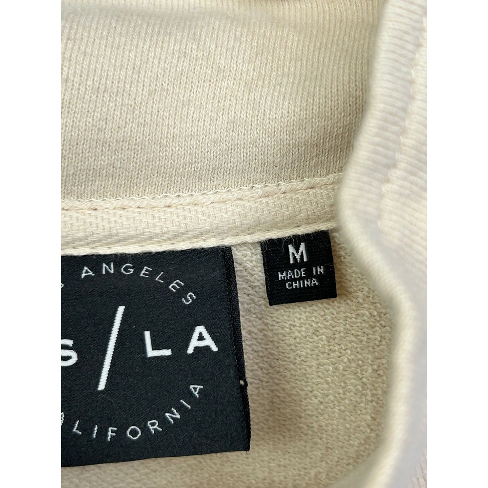 PS / LA Sweatshirt Womens Medium Cream Rainbow Stripe Cropped Quarter Zip Mock - Picture 5 of 9